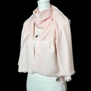 Light powder pink Calvin Klein Cream Monogram Scarf